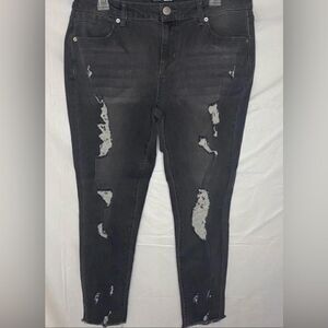 Ankle length Grey Wash Distressed Jeans Size 11